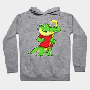 Crocodile at Field hockey with Hockey stick Hoodie